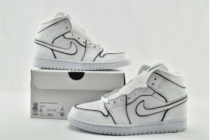 Air Jordan 1 Mid Iridescent Reflective White CK6587 100 Womens And Mens Shoes  